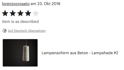 Beton Lampenschirm, 4 Sterne Kundenbewertung