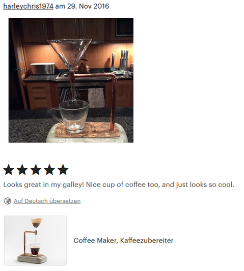 Coffee Maker, 5 Sterne Kundenbewertung