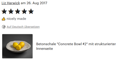 Betonschale, 5 Sterne Kundenbewertung