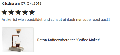 Coffee Maker, 5 Sterne Kundenbewertung