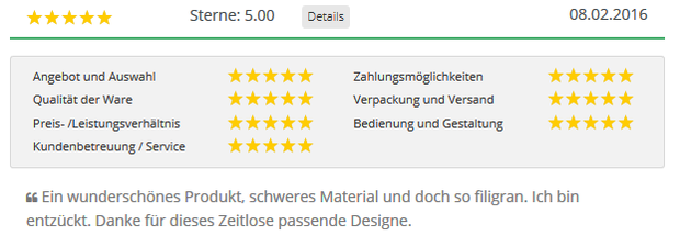 5 Sterne Kundenbewertung