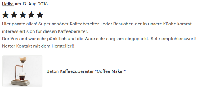 Coffee Maker, 5 Sterne Kundenbewertung