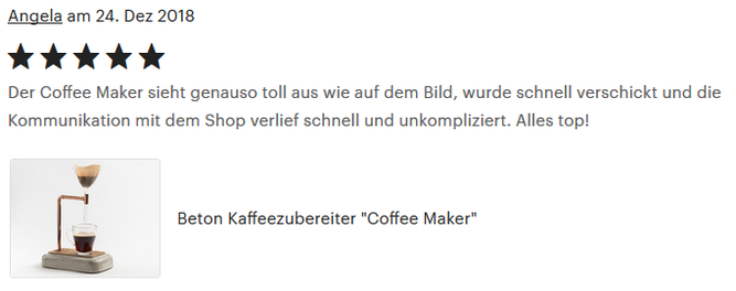 Coffee Maker, 5 Sterne Kundenbewertung