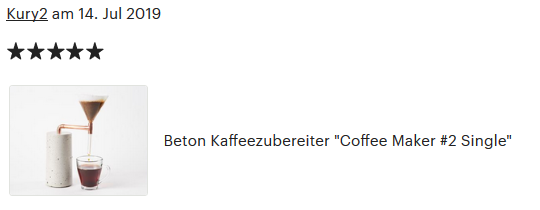 Coffee Maker, 5 Sterne Kundenbewertung