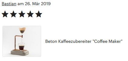 Coffee Maker, 5 Sterne Kundenbewertung