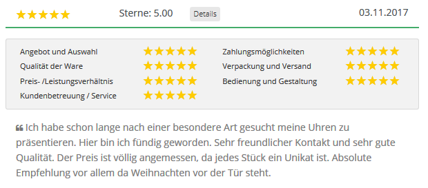 5 Sterne Kundenbewertung