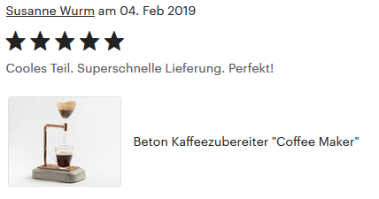 Coffee Maker, 5 Sterne Kundenbewertung